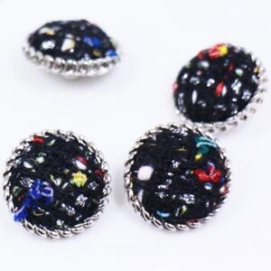 Tweed Black Vintage Look Sewing Buttons Qty 11